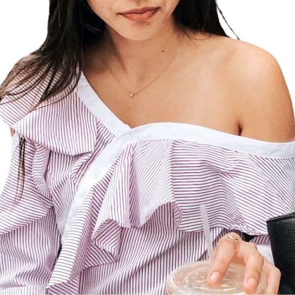 English Factory Ruffled Striped Off The Shoulder Top Size Small - Picture 5 of 9